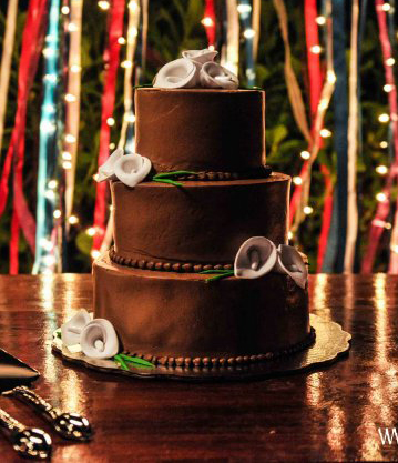Chocolate tiered wedding cake